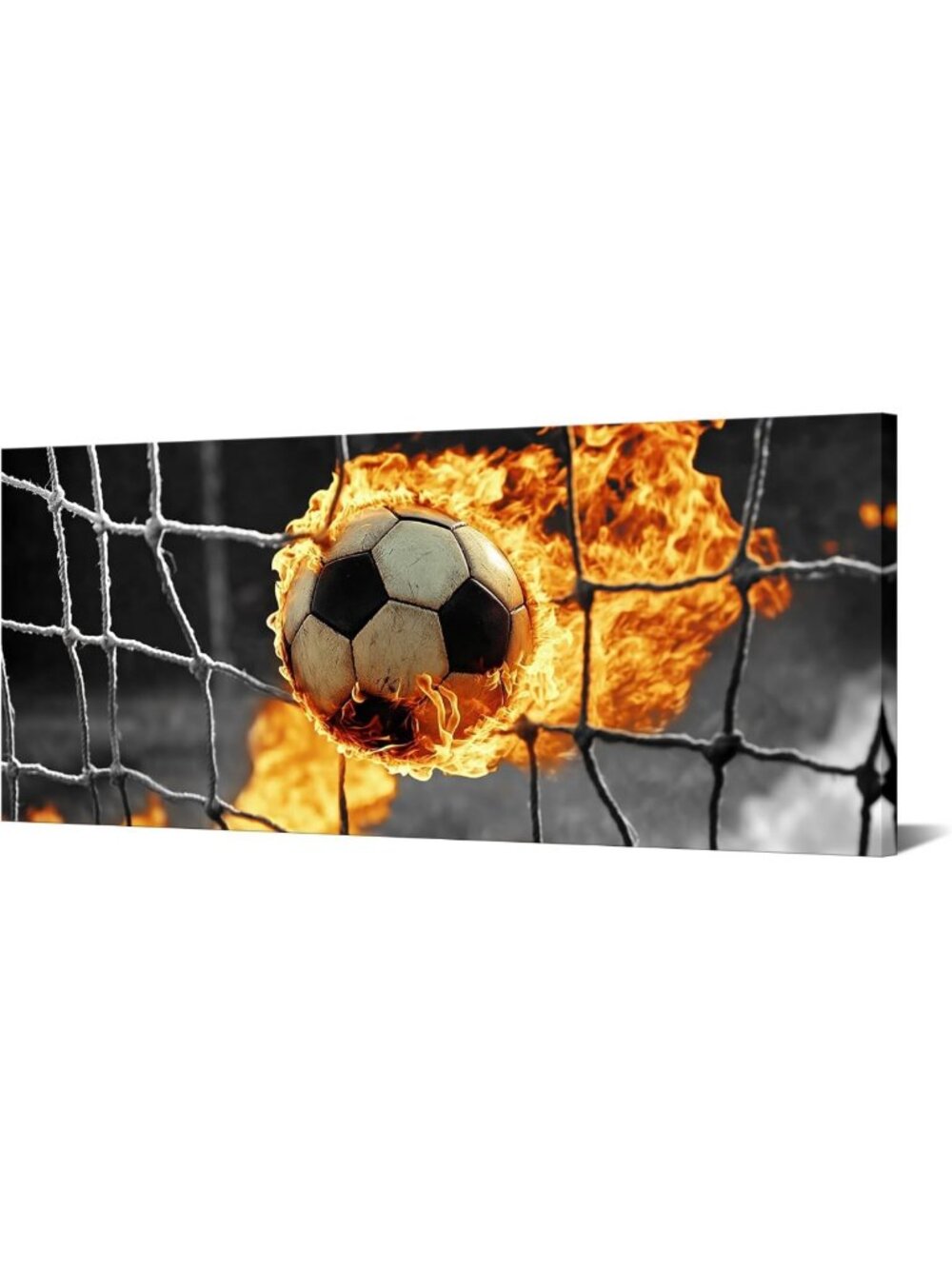 Soccer Ball Wall Art 20x48 Inch Canvas Print for Boys Room, Game Room Decor